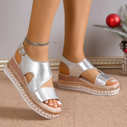Clara Women’s Platform Sandals – PU Leather with Cushioned Comfort