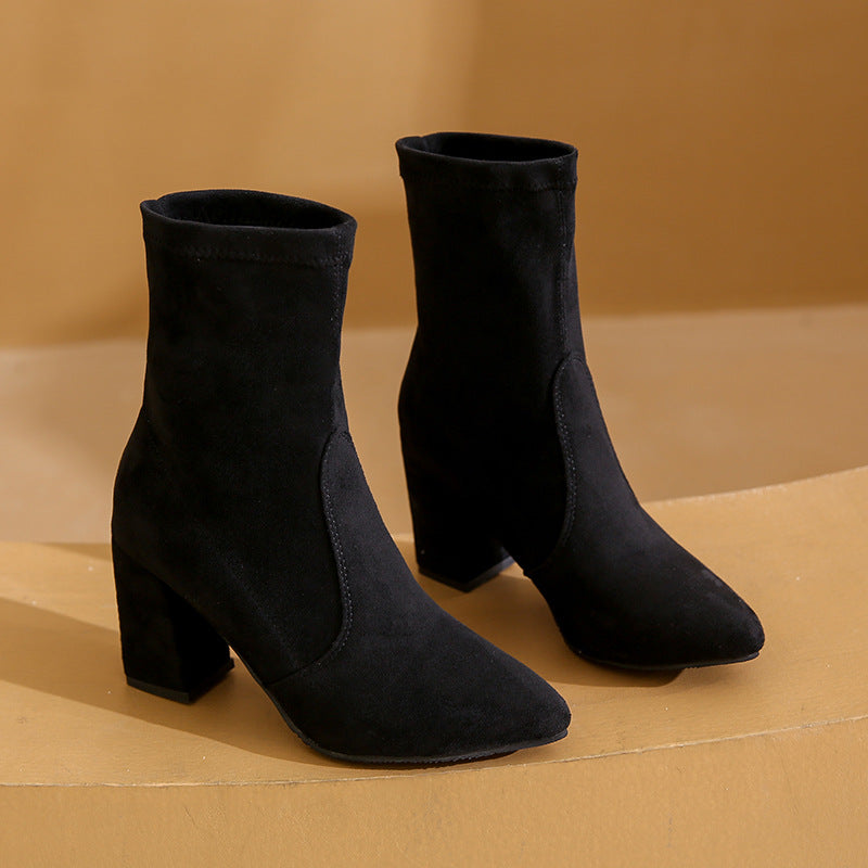 Marbell Women’s Ankle Boots – Suede Boots with Western Snip-Toe Design