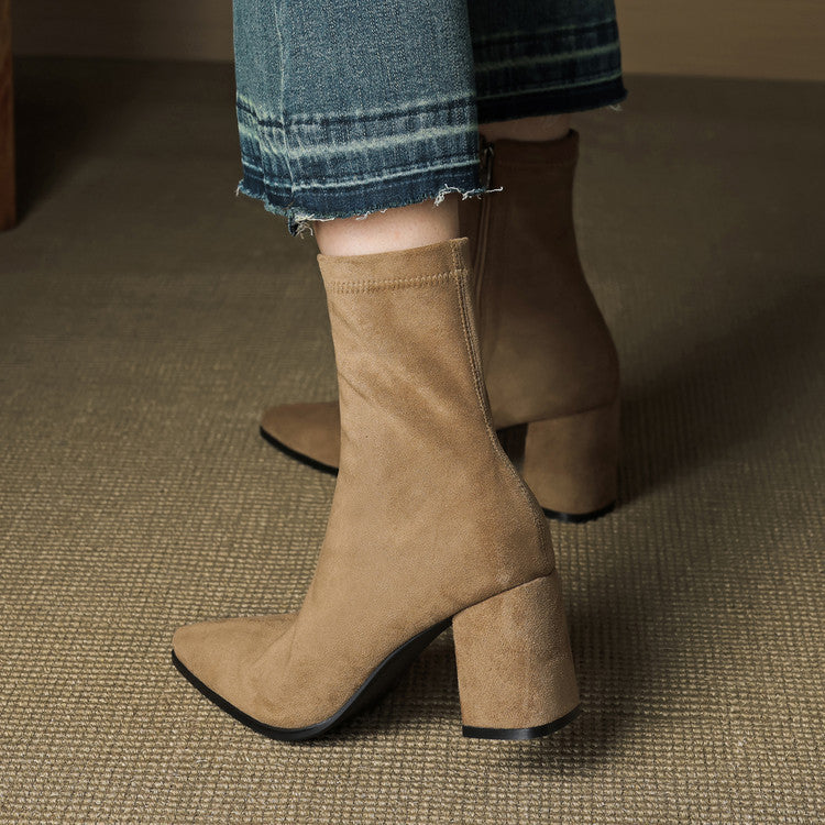 Sheyla Women’s Suede Ankle Boots – Genuine Suede with Block Heel & Side Zip
