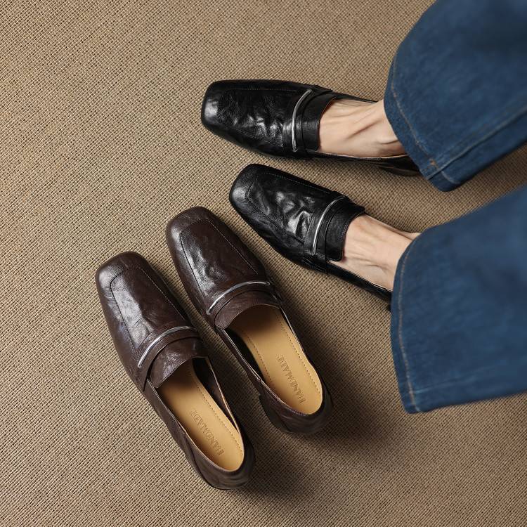 Diana Women’s Leather Heels – Mid Block Loafers