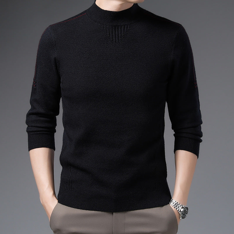Nevan Men’s Sweater – Soft Textured Jacquard Knit Mock-Neck Jumper