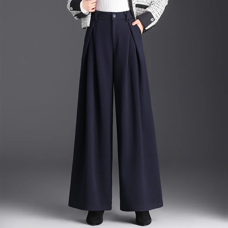 Marseille Women’s Wide-Leg Trousers – Wool-Look Pleated Pants