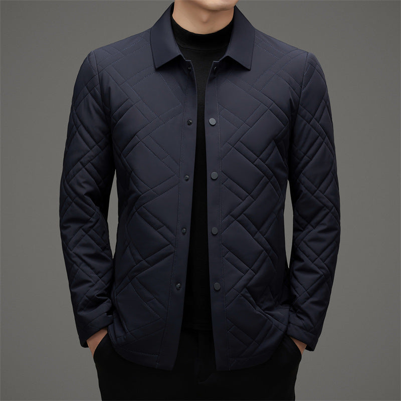 Callum Men’s Quilted Jacket – Insulated Tailored Fit with Button Front & Point Collar