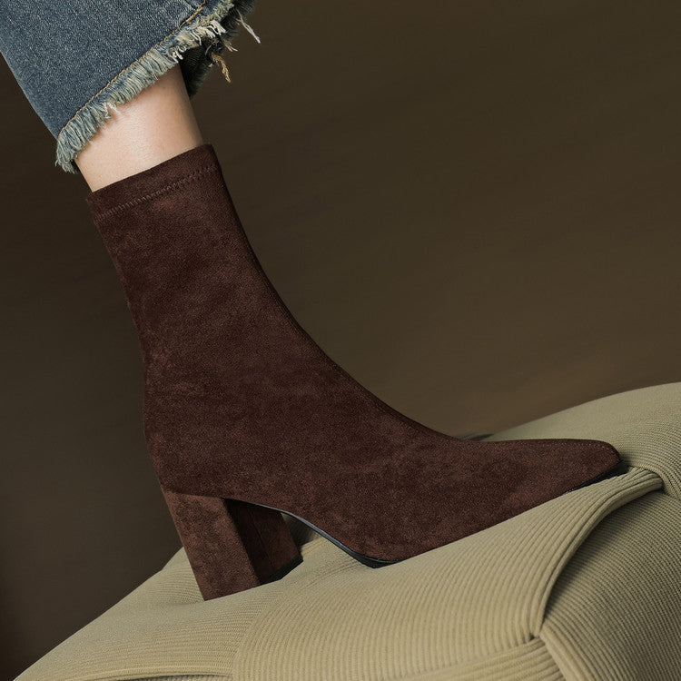Sheyla Women’s Suede Ankle Boots – Genuine Suede with Block Heel & Side Zip