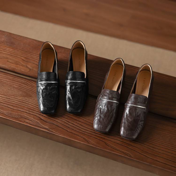 Diana Women’s Leather Heels – Mid Block Loafers