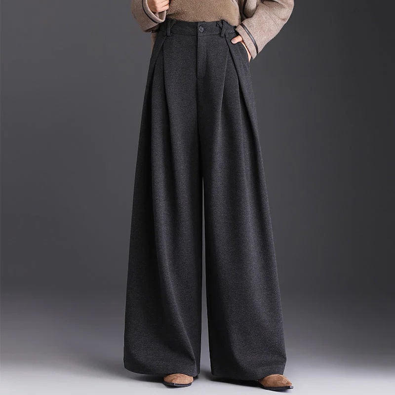 Marseille Women’s Wide-Leg Trousers – Wool-Look Pleated Pants