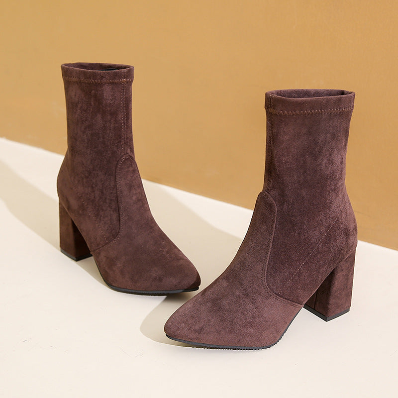 Marbell Women’s Ankle Boots – Suede Boots with Western Snip-Toe Design