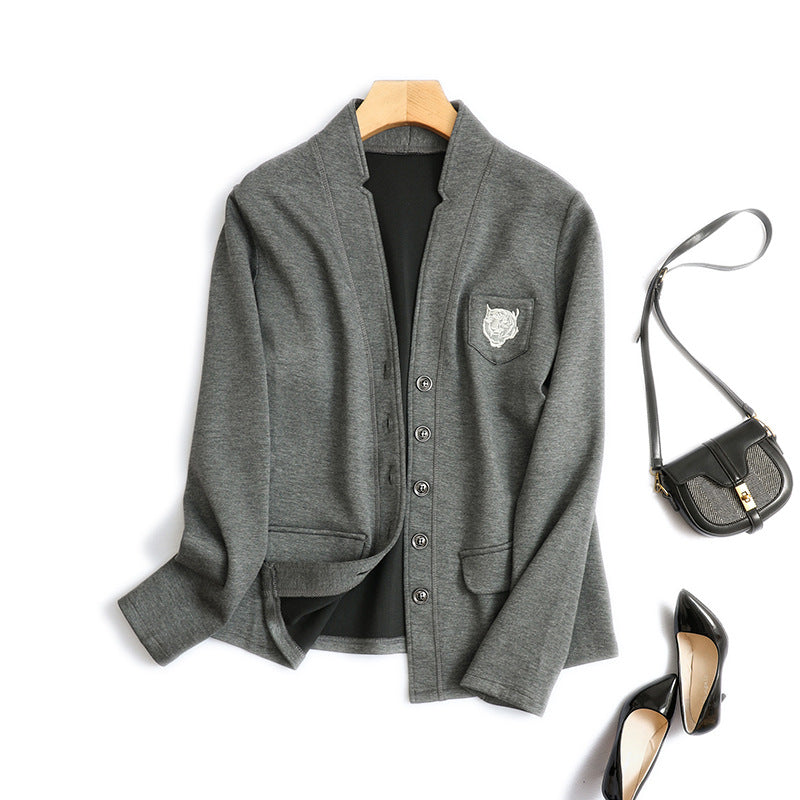 Calista Women’s Cardigan – Structured Knit with Heritage Badge Detail