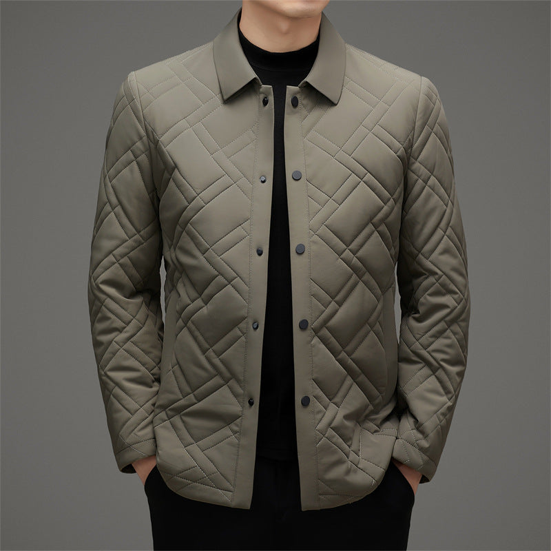 Callum Men’s Quilted Jacket – Insulated Tailored Fit with Button Front & Point Collar