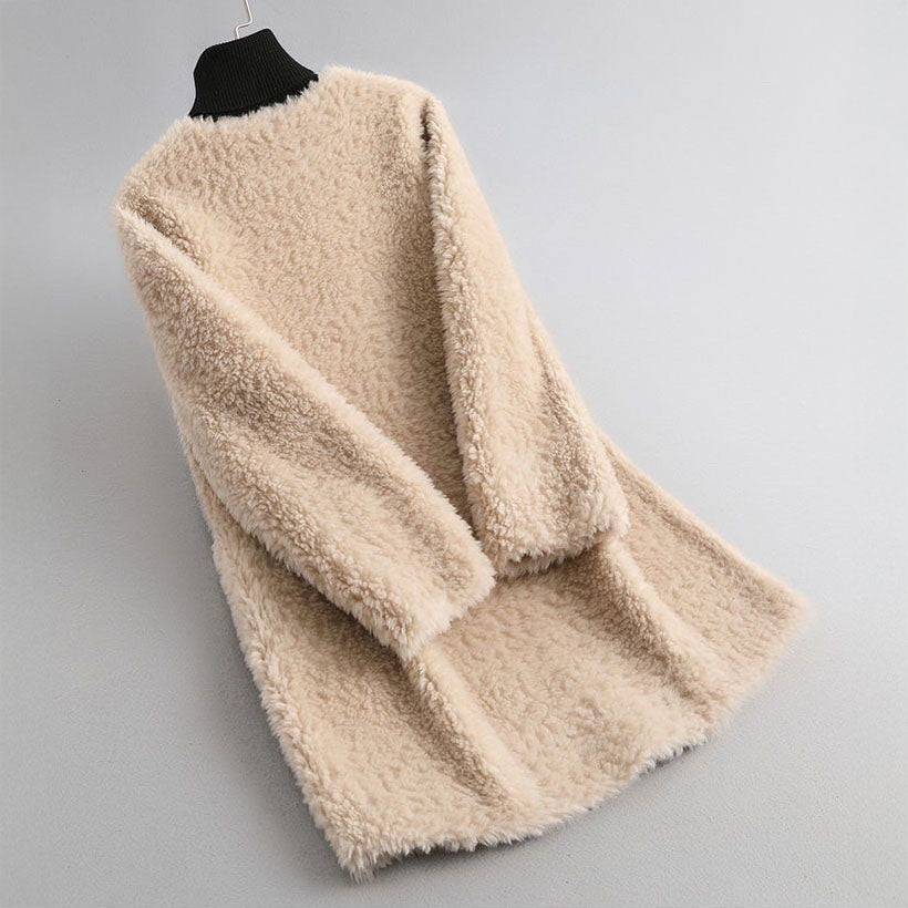 Isabella Women’s Long Shearling Coat – Plush Sherpa Fleece with Relaxed Open Front