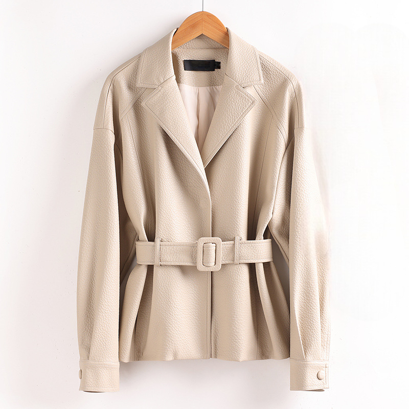 Flora Women’s Leather Jacket – Retro Belted & Structured Fit