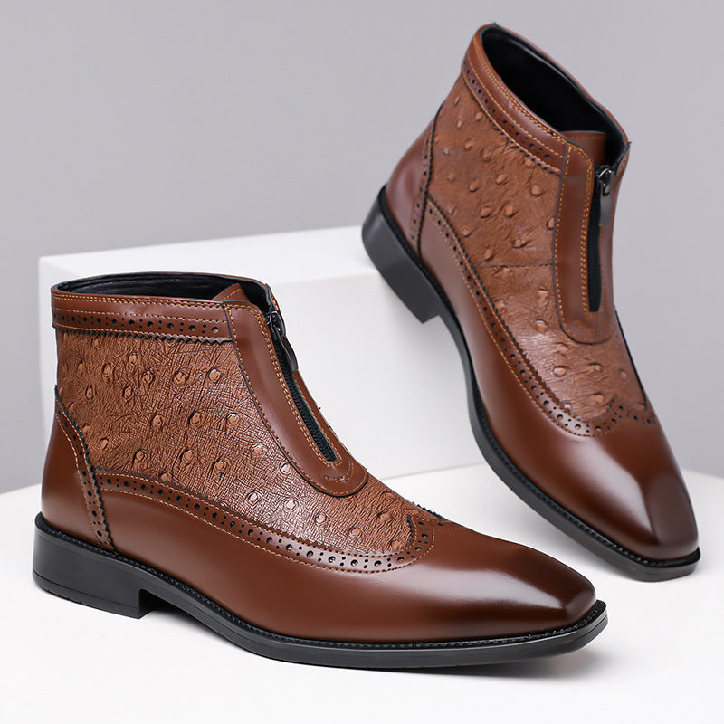 Victor Men’s Ostrich Leather Zip Boots