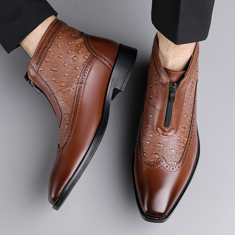 Victor Men’s Ostrich Leather Zip Boots