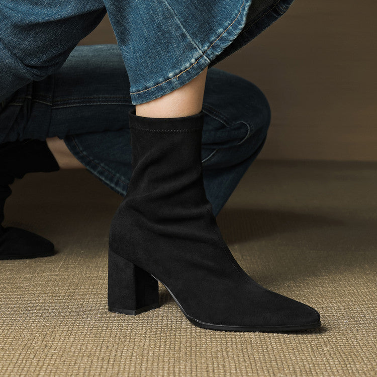Sheyla Women’s Suede Ankle Boots – Genuine Suede with Block Heel & Side Zip