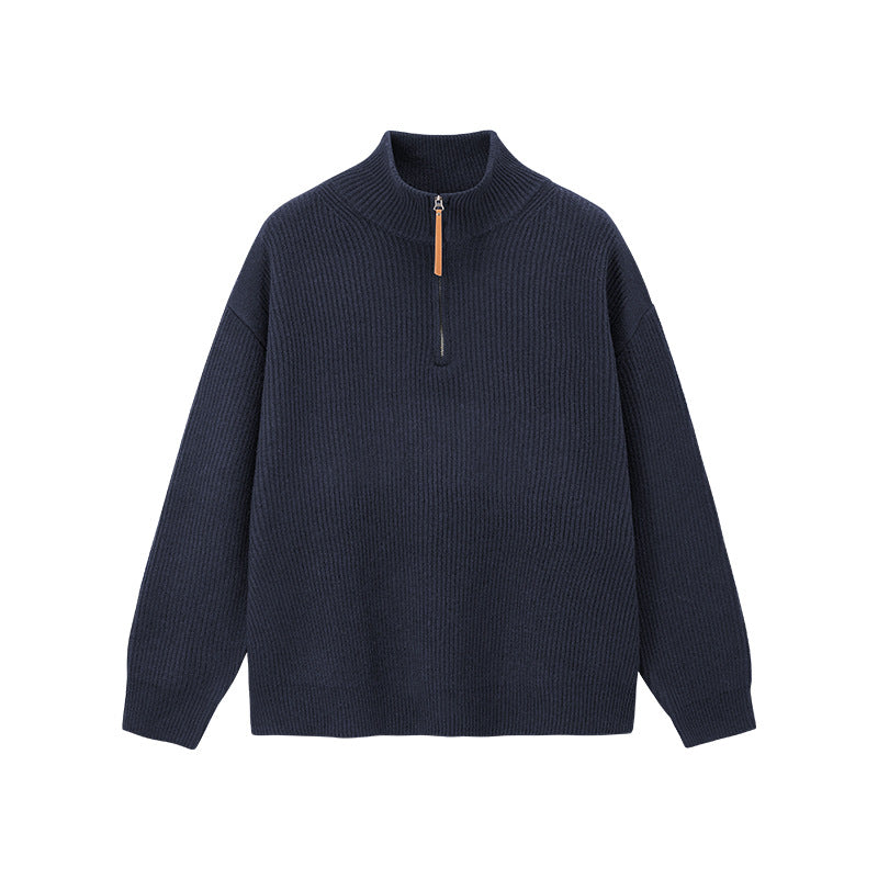 Everwarm Unisex Quarter-Zip Sweater – Relaxed Fit High-Neck Knitwear Jumper