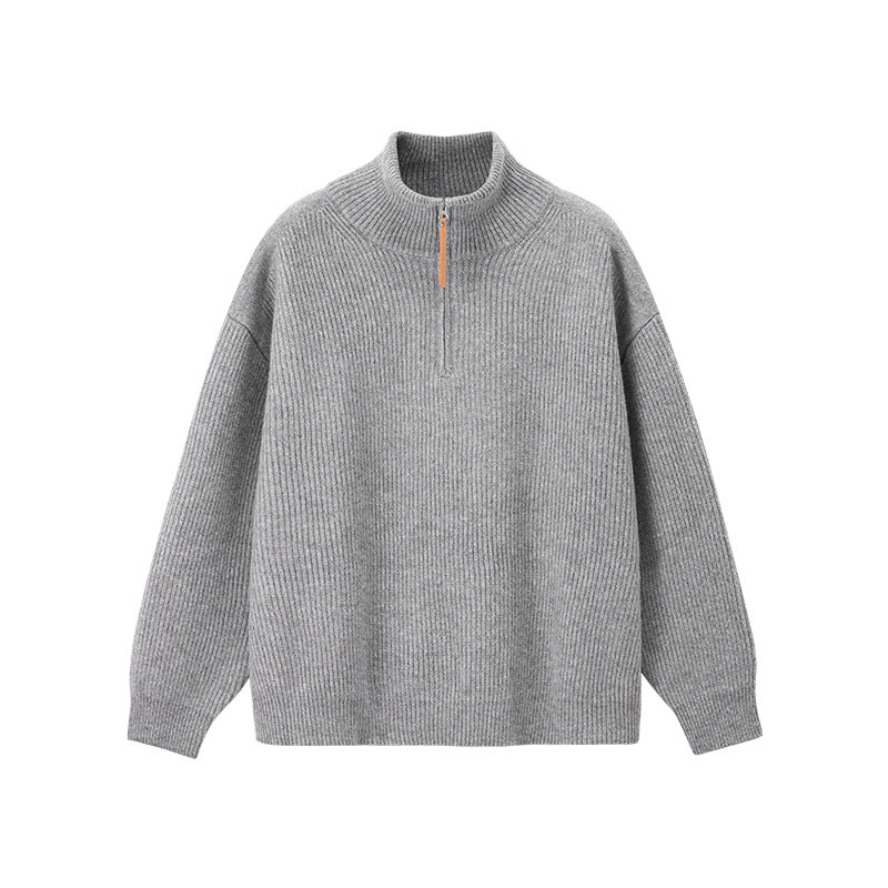 Everwarm Unisex Quarter-Zip Sweater – Relaxed Fit High-Neck Knitwear Jumper