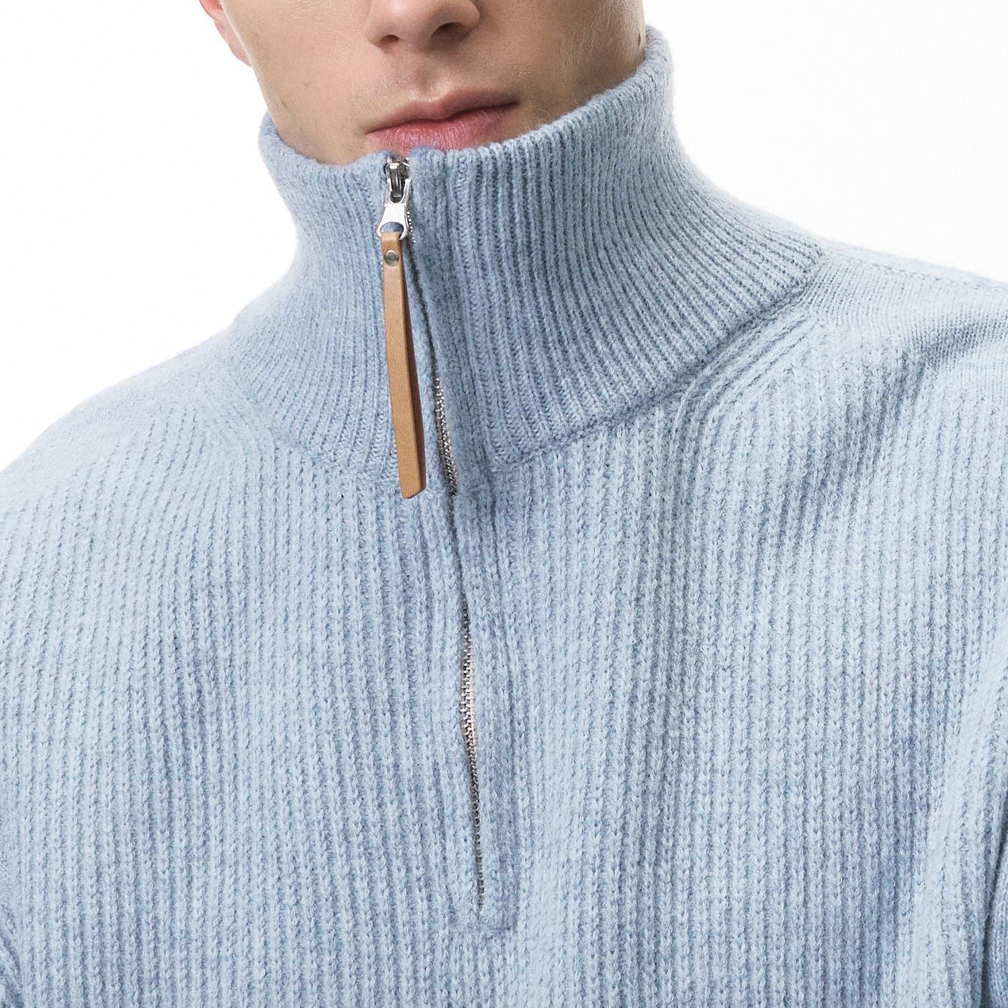 Everwarm Unisex Quarter-Zip Sweater – Relaxed Fit High-Neck Knitwear Jumper