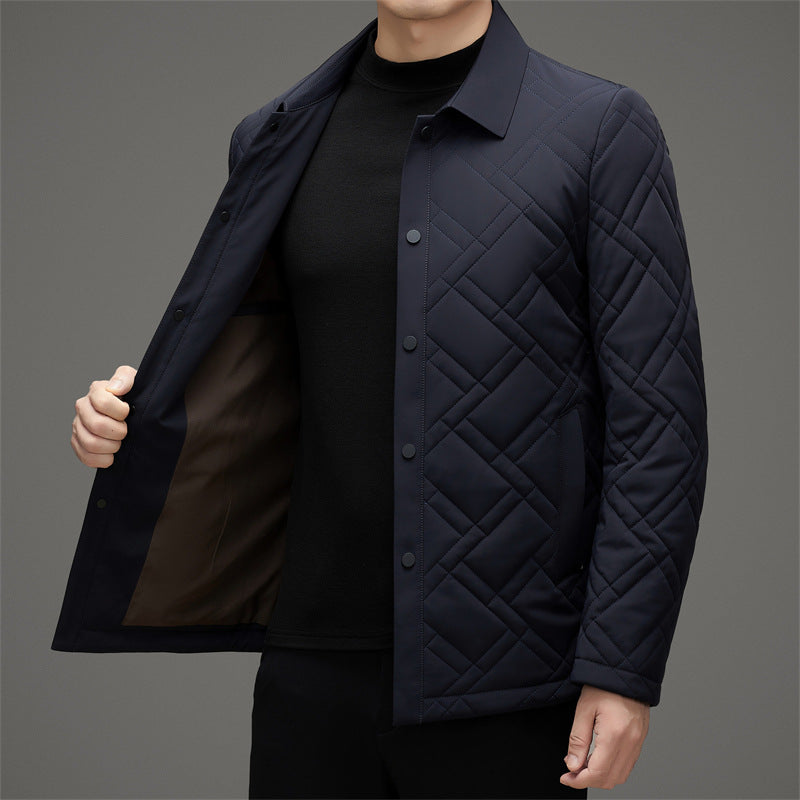 Callum Men’s Quilted Jacket – Insulated Tailored Fit with Button Front & Point Collar