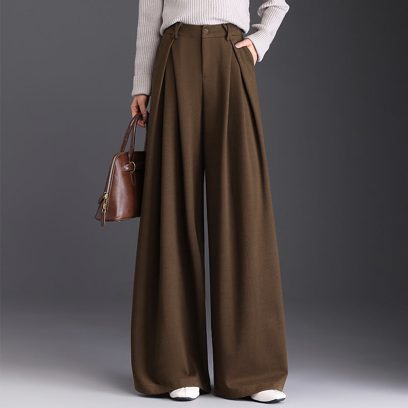 Marseille Women’s Wide-Leg Trousers – Wool-Look Pleated Pants