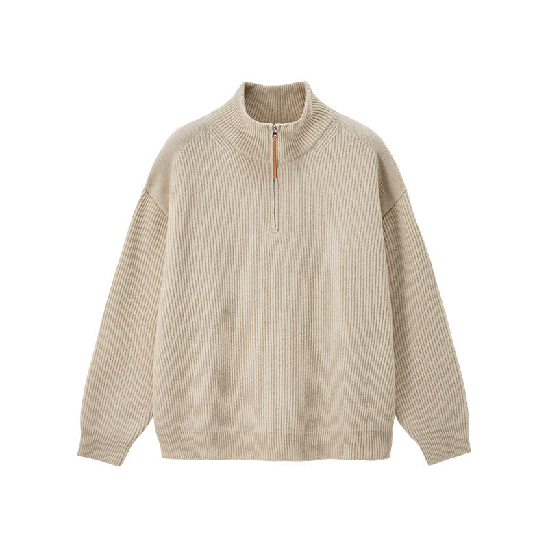Everwarm Unisex Quarter-Zip Sweater – Relaxed Fit High-Neck Knitwear Jumper
