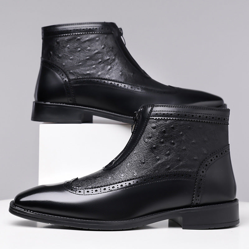 Victor Men’s Ostrich Leather Zip Boots