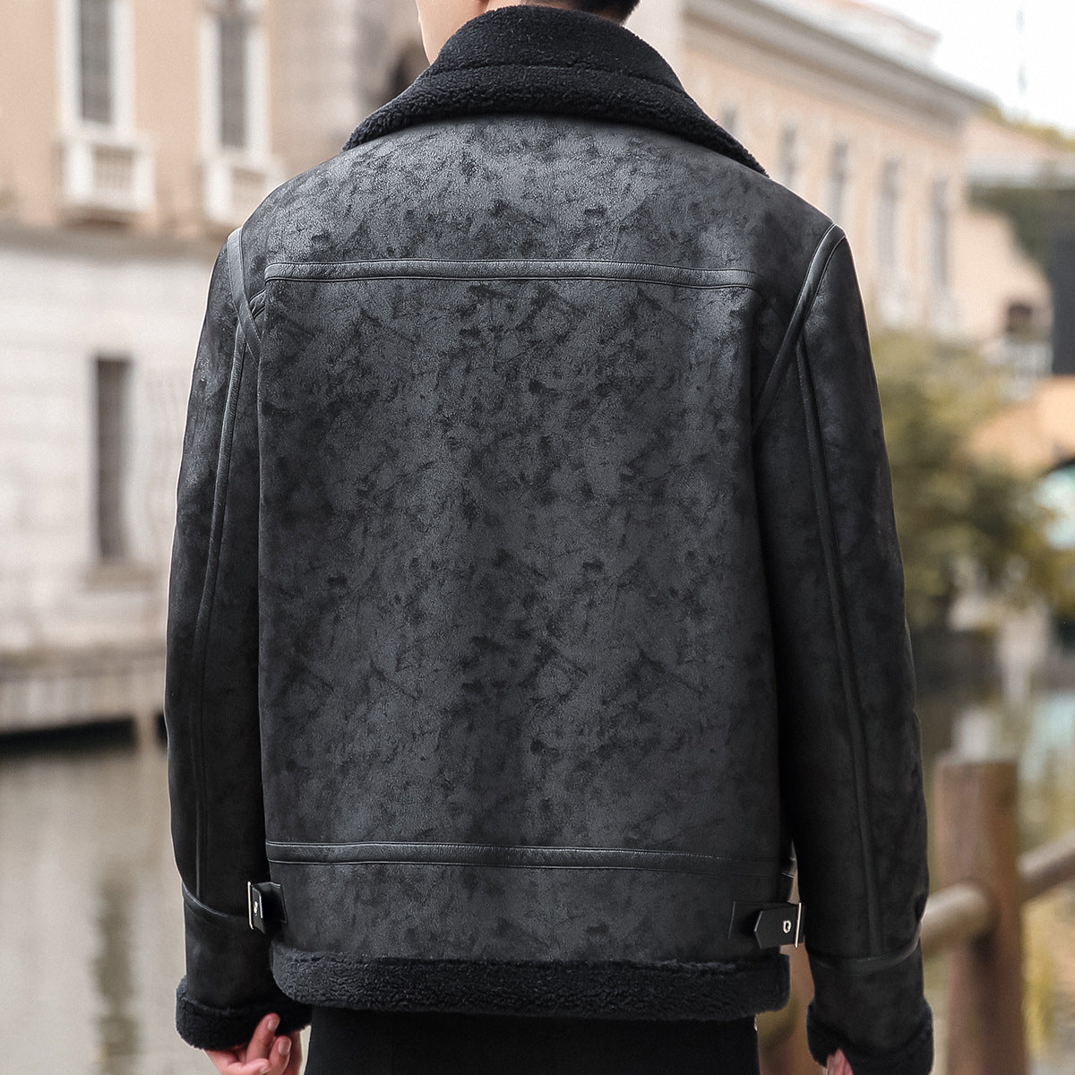 Ashford Men’s Leather Jacket – Shearling-Lined Zip Up Jacket