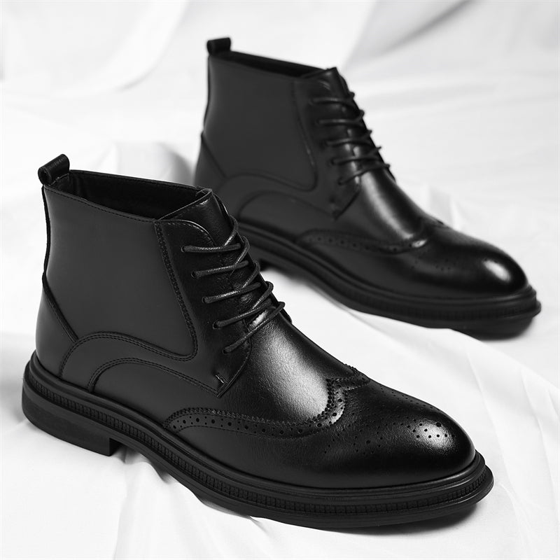 Antonio Men’s Leather Brogue Boots – Genuine Leather with Cushioned Sole
