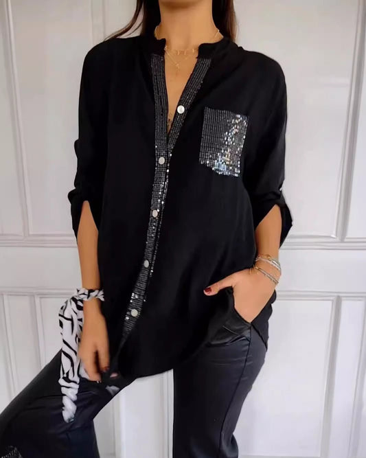 Beatrice Women's Sequin Blouse – Cotton with Relaxed Chic Fit