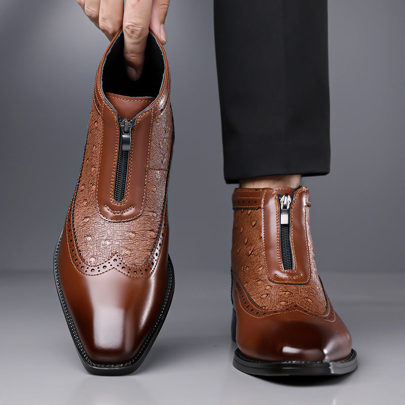Victor Men’s Ostrich Leather Zip Boots