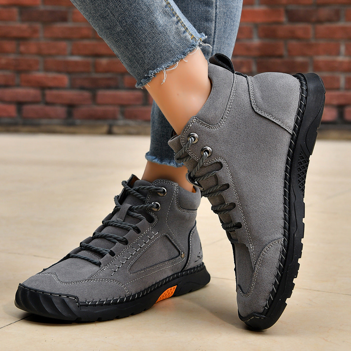 Monroe Nubuck Leather Lace-Up Trainers – Waterproof Breathable Casual Shoes