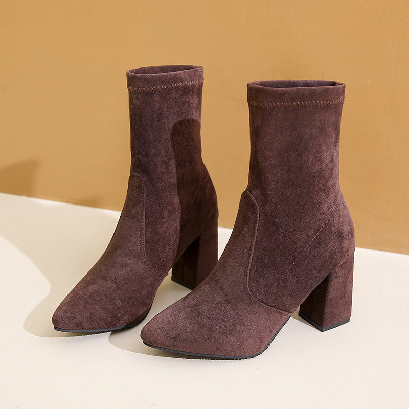 Marbell Women’s Ankle Boots – Suede Boots with Western Snip-Toe Design