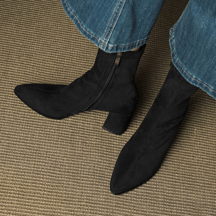 Sheyla Women’s Suede Ankle Boots – Genuine Suede with Block Heel & Side Zip