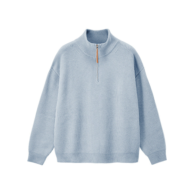 Everwarm Unisex Quarter-Zip Sweater – Relaxed Fit High-Neck Knitwear Jumper