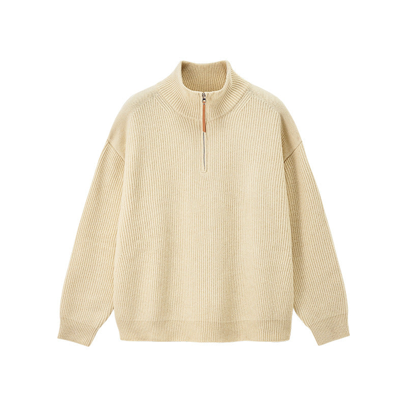 Everwarm Unisex Quarter-Zip Sweater – Relaxed Fit High-Neck Knitwear Jumper
