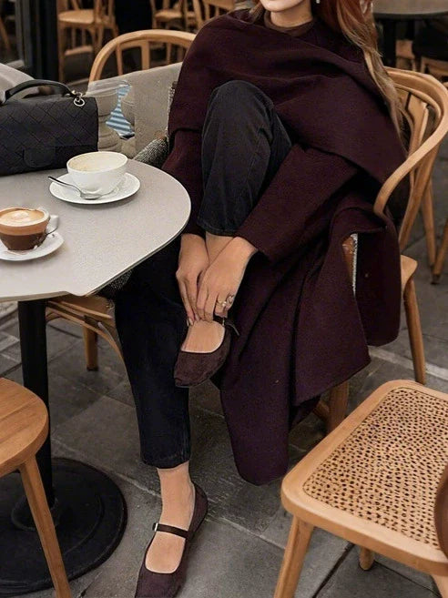 Mirabella Trench Coat Women’s Wool Blend – Relaxed Fit with Belted Waist & Scarf