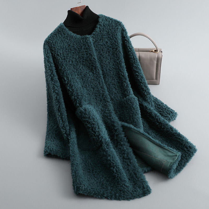 Isabella Women’s Long Shearling Coat – Plush Sherpa Fleece with Relaxed Open Front