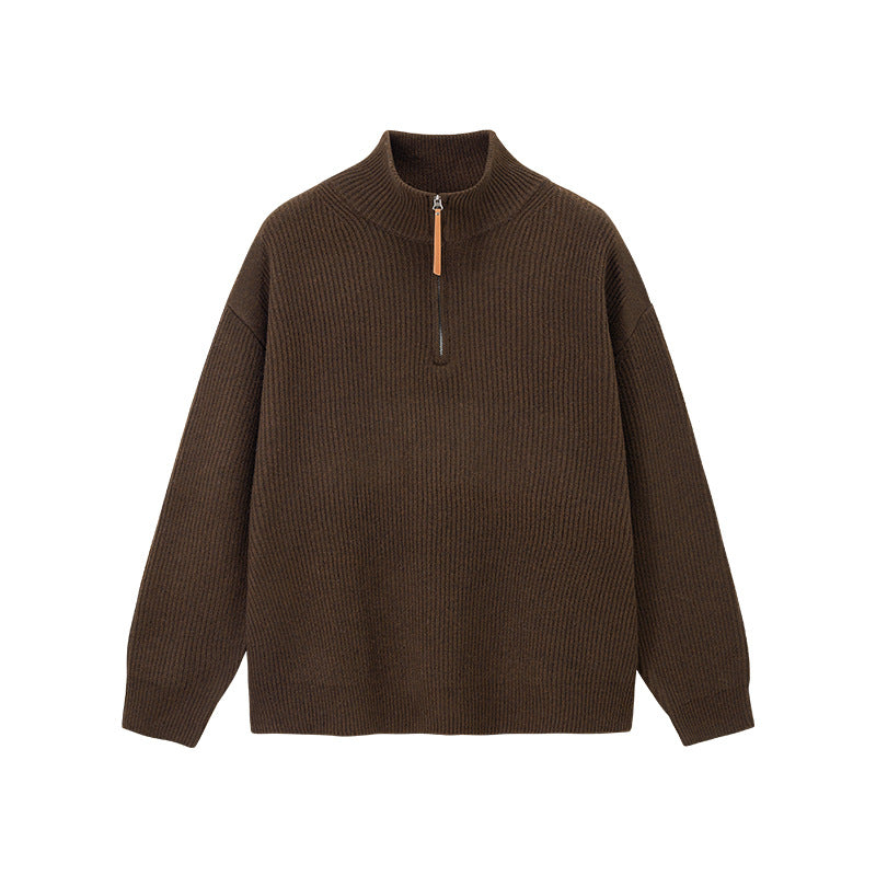 Everwarm Unisex Quarter-Zip Sweater – Relaxed Fit High-Neck Knitwear Jumper