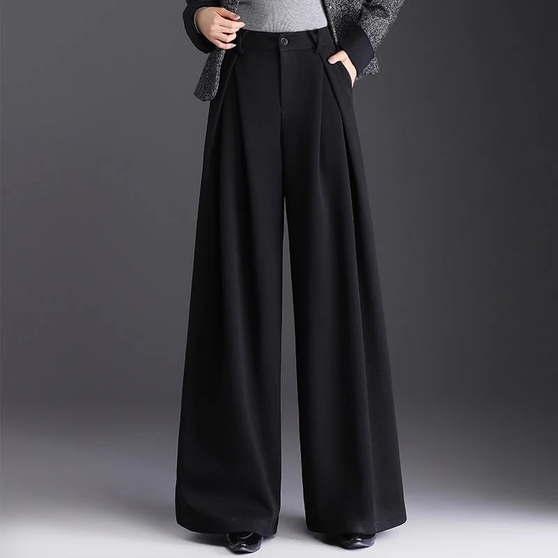Marseille Women’s Wide-Leg Trousers – Wool-Look Pleated Pants
