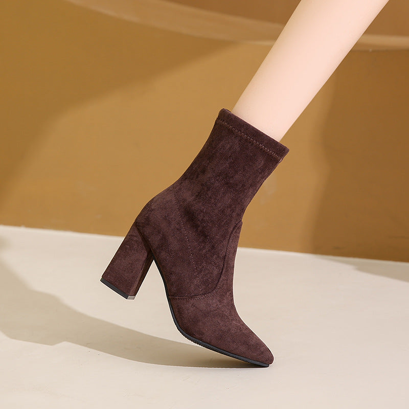Marbell Women’s Ankle Boots – Suede Boots with Western Snip-Toe Design