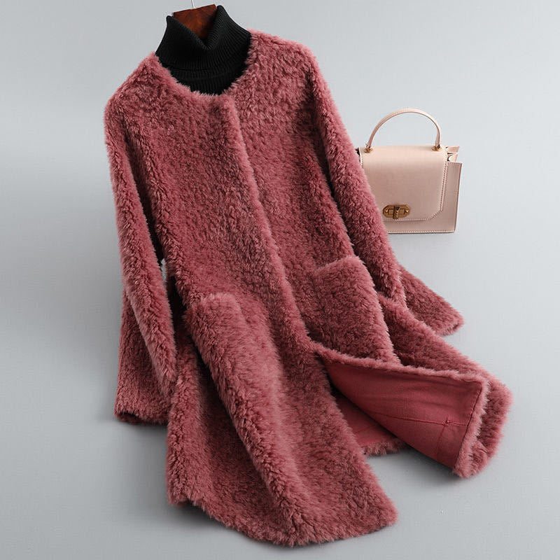 Isabella Women’s Long Shearling Coat – Plush Sherpa Fleece with Relaxed Open Front