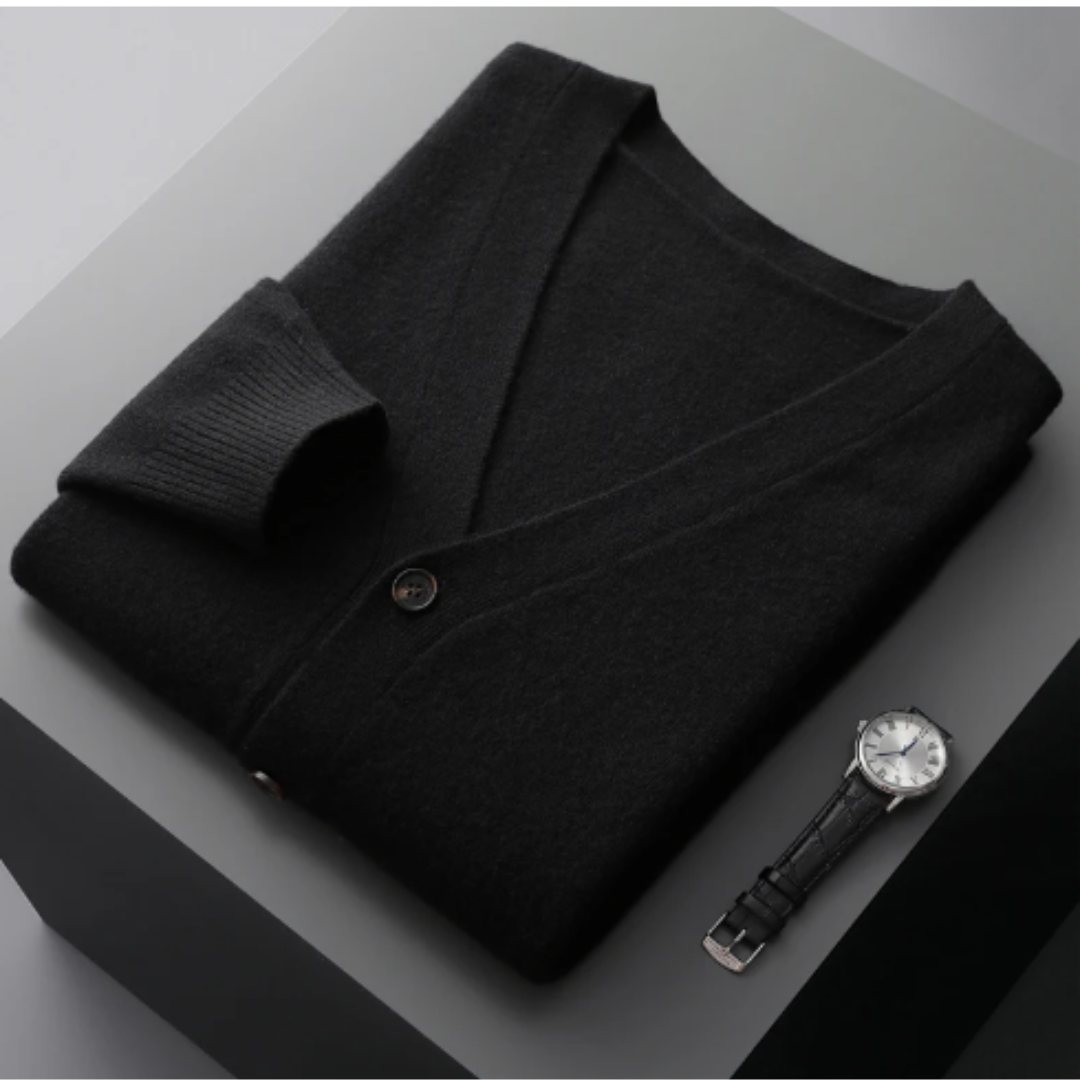Men's Cashmere Cardigan Sweater - Classic V-Neck Knit Lightweight & Soft