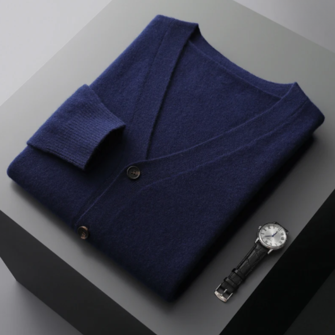 Men's Cashmere Cardigan Sweater - Classic V-Neck Knit Lightweight & Soft