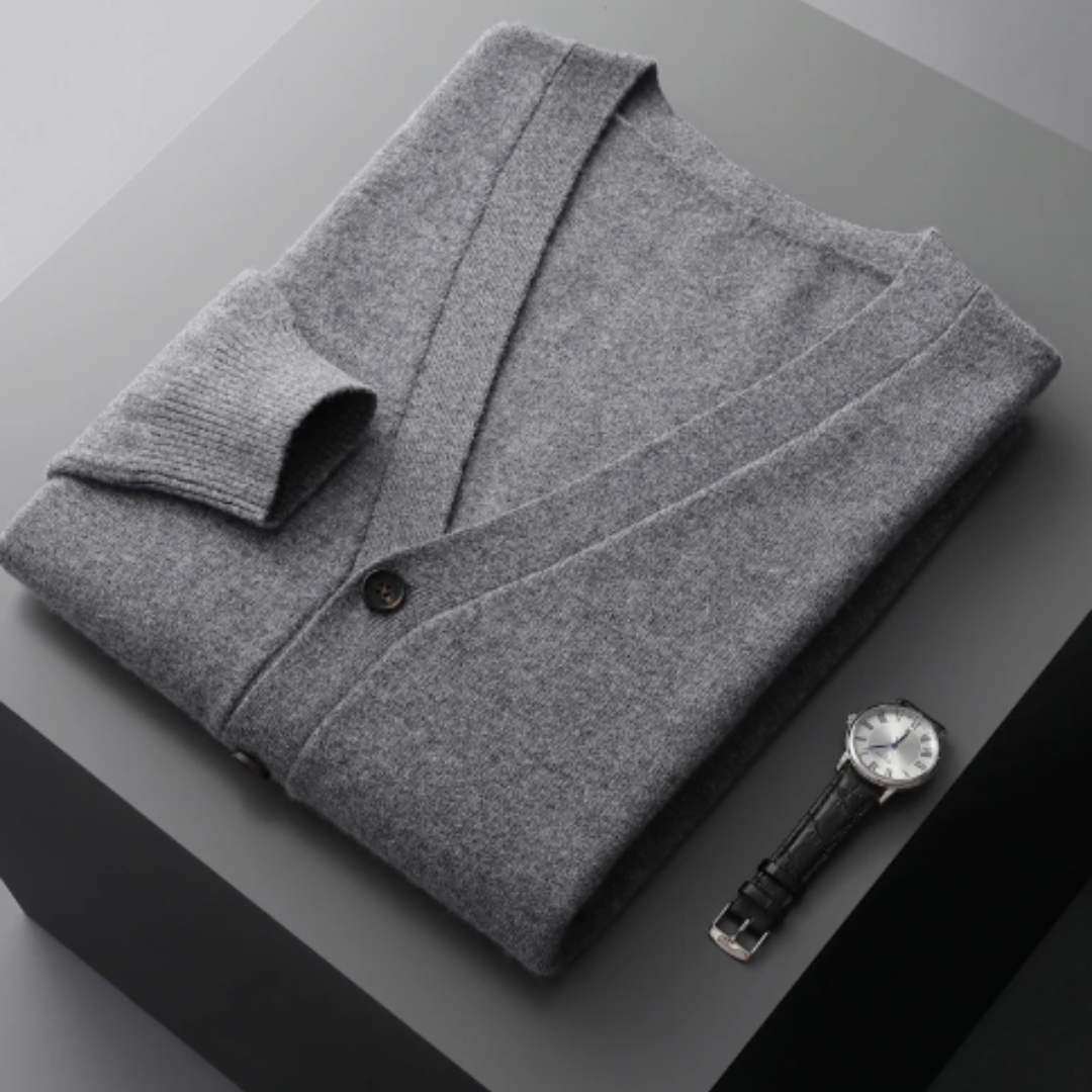 Men's Cashmere Cardigan Sweater - Classic V-Neck Knit Lightweight & Soft