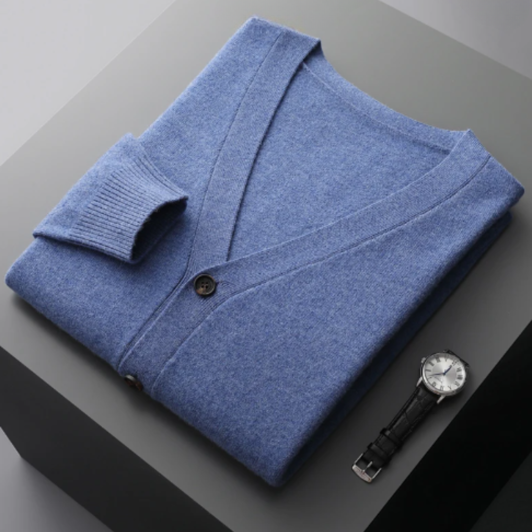 Men's Cashmere Cardigan Sweater - Classic V-Neck Knit Lightweight & Soft
