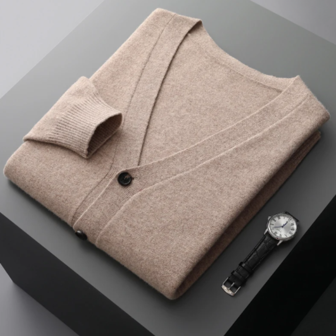 Men's Cashmere Cardigan Sweater - Classic V-Neck Knit Lightweight & Soft