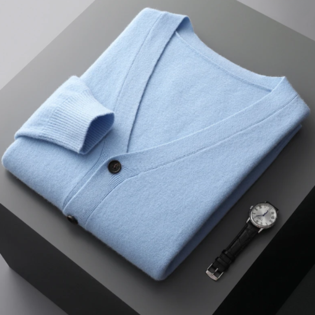 Men's Cashmere Cardigan Sweater - Classic V-Neck Knit Lightweight & Soft