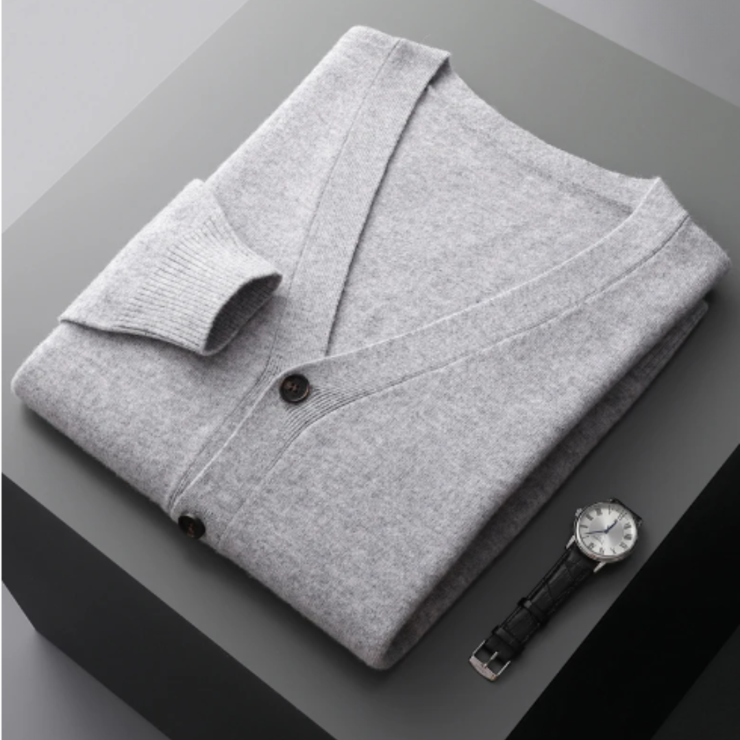 Men's Cashmere Cardigan Sweater - Classic V-Neck Knit Lightweight & Soft