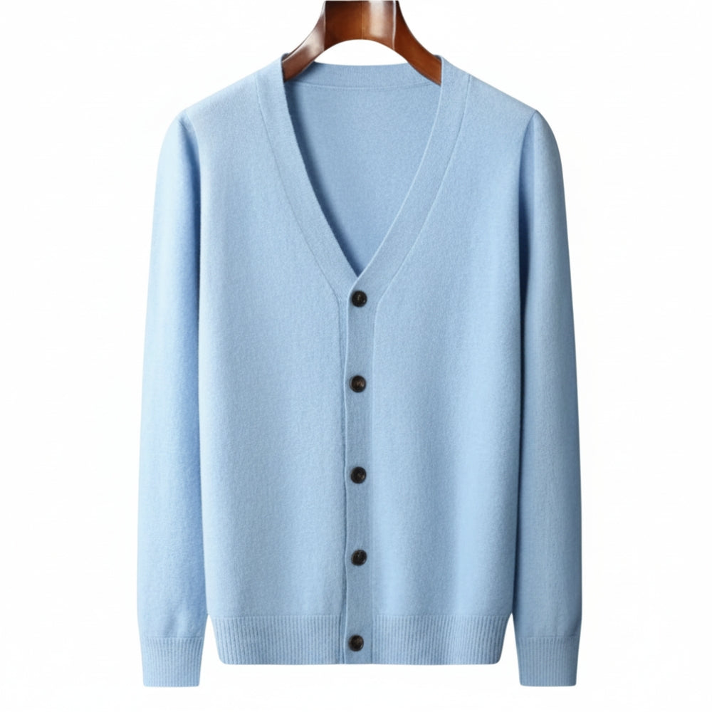 Men's Cashmere Cardigan Sweater - Classic V-Neck Knit Lightweight & Soft