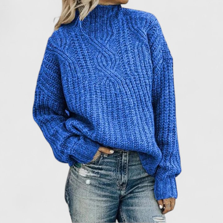 Elara Women’s Cable Knit Sweater – Soft Cotton Relaxed Fit Pullover