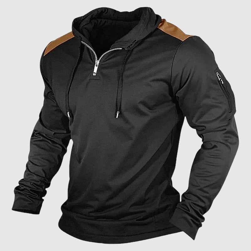 Joaquin Men’s Zip-Up Hoodie – Lightweight Streetwear Patchwork Pullover